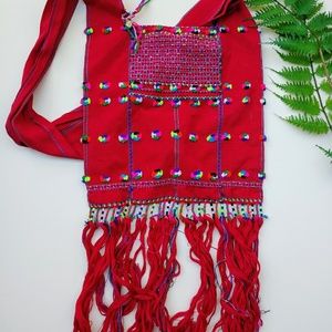 Red fringe boho bag